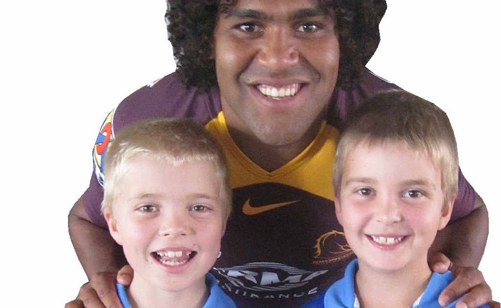 The Jones boys had a fantastic day with the Broncos, getting in the 2012 team photo. Pictured are Harry Jones, Broncos captain Sam Thaiday and Jackson Jones. The Jones boys had a fantastic day with the Broncos, getting in the 2012 team photo. Pictured are Harry Jones, Broncos captain Sam Thaiday and Jackson Jones.